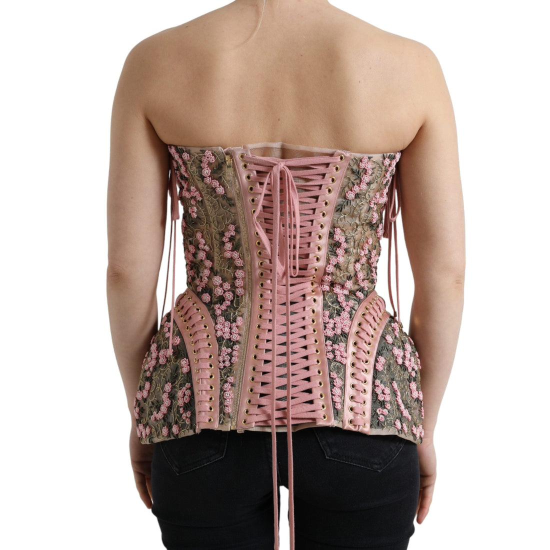 Dolce & Gabbana Silken Nylon Bustier Corset Top in Pink