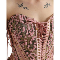 Dolce & Gabbana Silken Nylon Bustier Corset Top in Pink