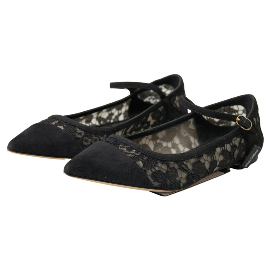 Dolce & Gabbana Elegant Black Lace Flats