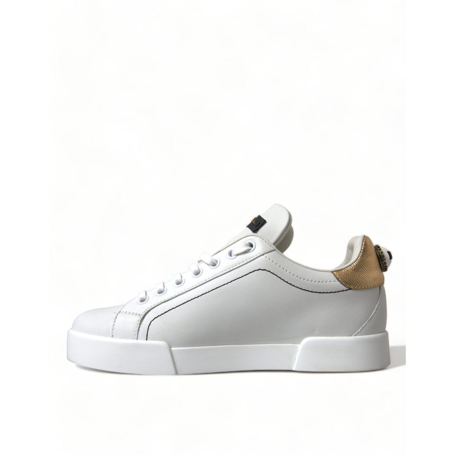 Dolce & Gabbana Elegant Portofino White Leather Sneakers