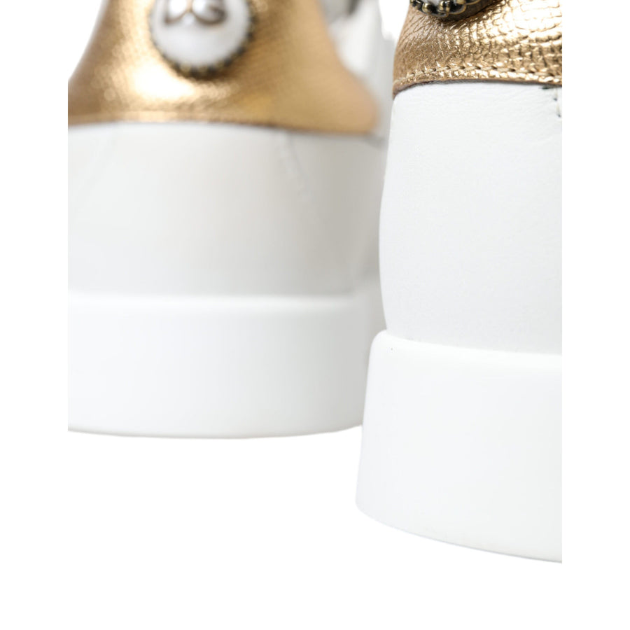 Dolce & Gabbana Elegant Portofino White Leather Sneakers