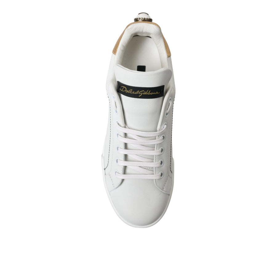 Dolce & Gabbana Elegant Portofino White Leather Sneakers