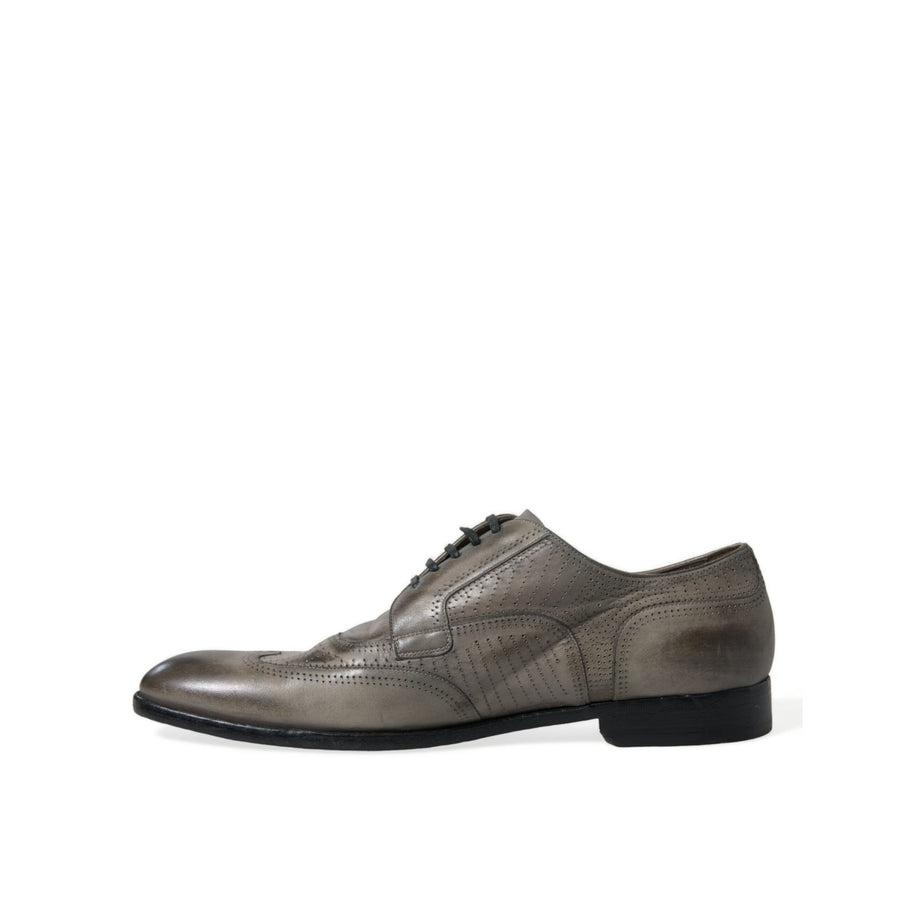 Dolce & Gabbana Brown Leather Lace Up Formal Derby Dress Shoes