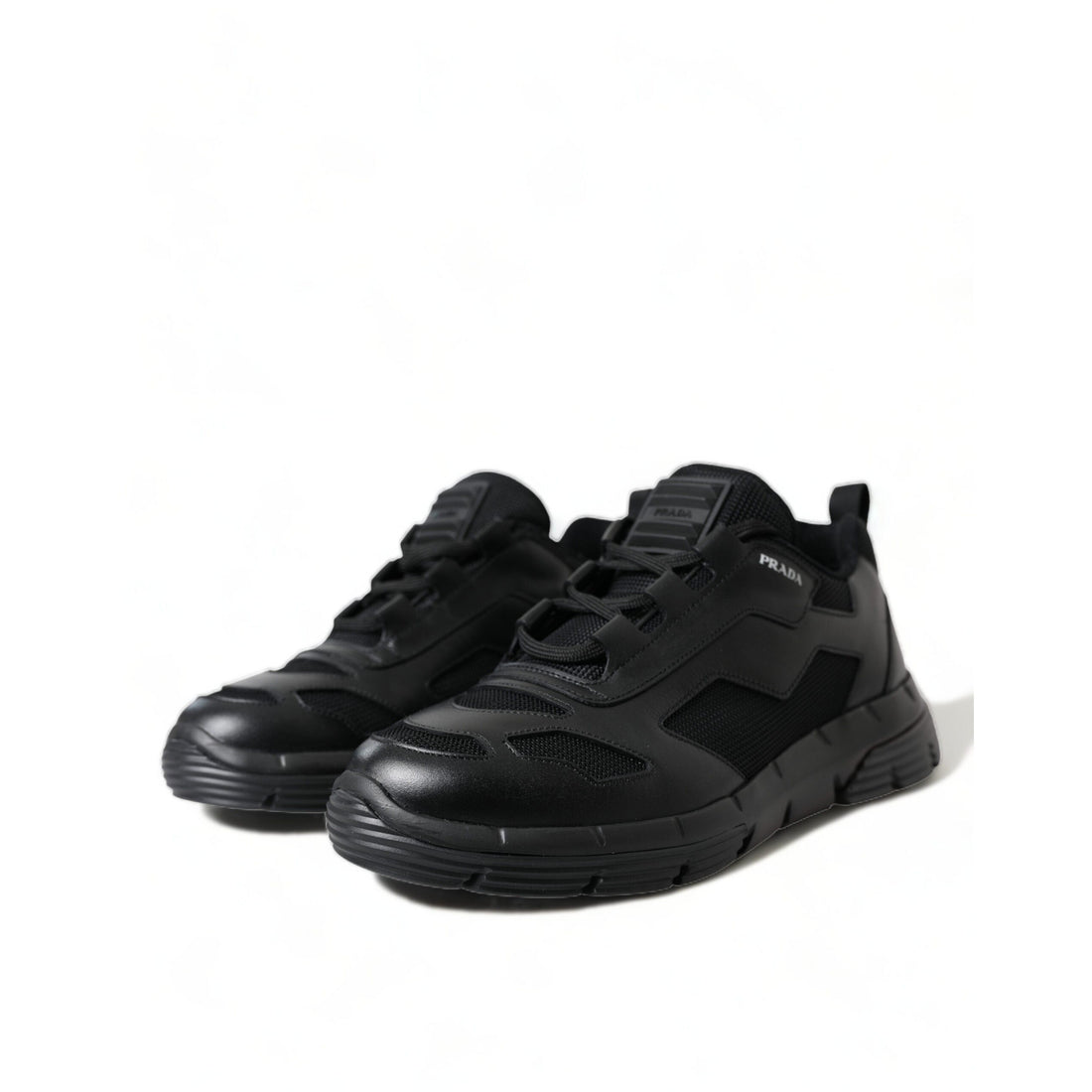 Prada Sleek Low Top Leather Sneakers in Timeless Black