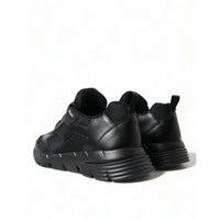 Prada Sleek Low Top Leather Sneakers in Timeless Black