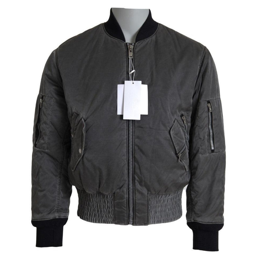 MM6 Maison Margiela Elegant Gray Bomber Jacket Full Zip Closure