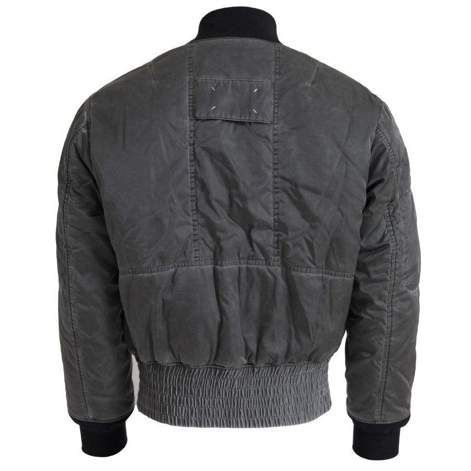 MM6 Maison Margiela Elegant Gray Bomber Jacket Full Zip Closure