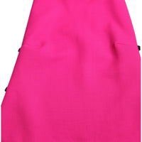 Dolce & Gabbana Pink Wool Knit Turtle Neck Backless Tank Top