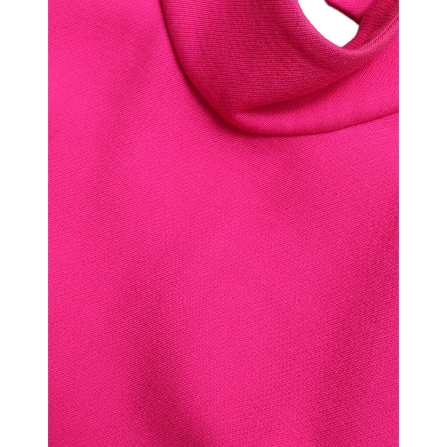 Dolce & Gabbana Pink Wool Knit Turtle Neck Backless Tank Top