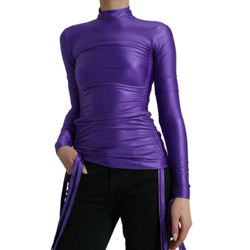 Dolce & Gabbana Purple Nylon Stretch Slim Long Sleeves Top