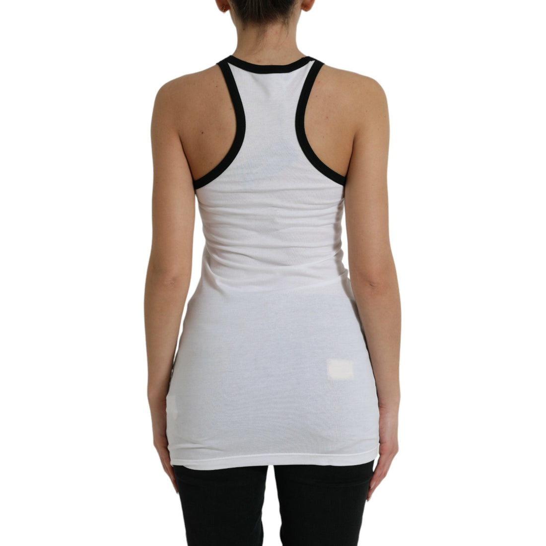 Dolce & Gabbana White DG Patch Sleeveless Cotton Tank Top