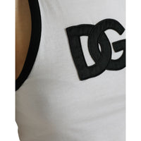 Dolce & Gabbana White DG Patch Sleeveless Cotton Tank Top