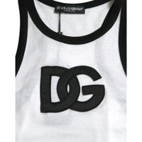 Dolce & Gabbana White DG Patch Sleeveless Cotton Tank Top