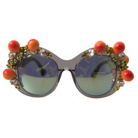 Dolce & Gabbana Chic Gray Crystal Applique Women's Sunglasses