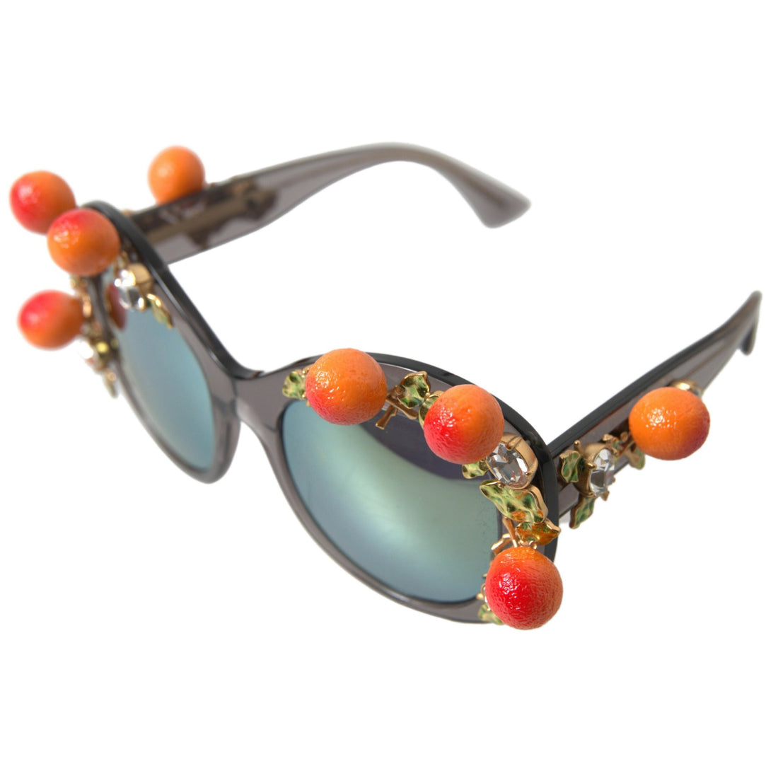 Dolce & Gabbana Chic Gray Crystal Applique Women's Sunglasses