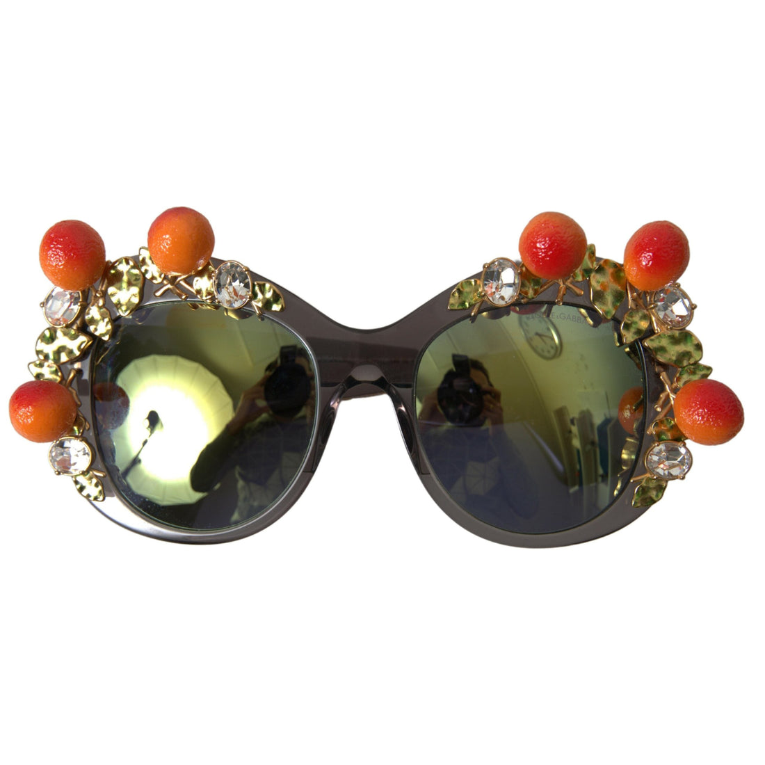 Dolce & Gabbana Chic Gray Crystal Applique Women's Sunglasses