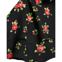 Dolce & Gabbana Black Floral Print Short Sleeves Cropped Top