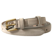 Dolce & Gabbana Elegant Beige Leather Belt with Metal Buckle