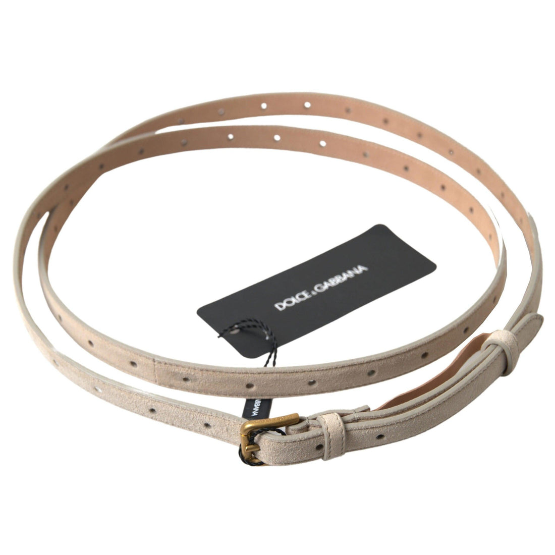 Dolce & Gabbana Elegant Beige Leather Belt with Metal Buckle