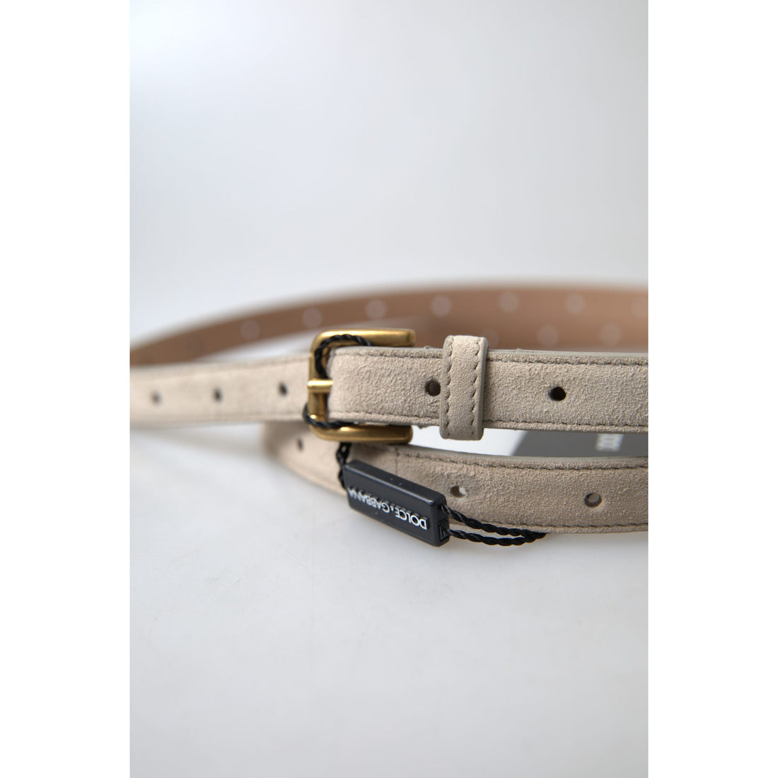 Dolce & Gabbana Elegant Beige Leather Belt with Metal Buckle