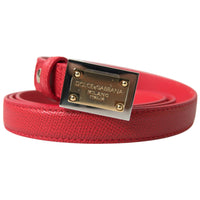 Dolce & Gabbana Elegant Red Leather Designer Belt