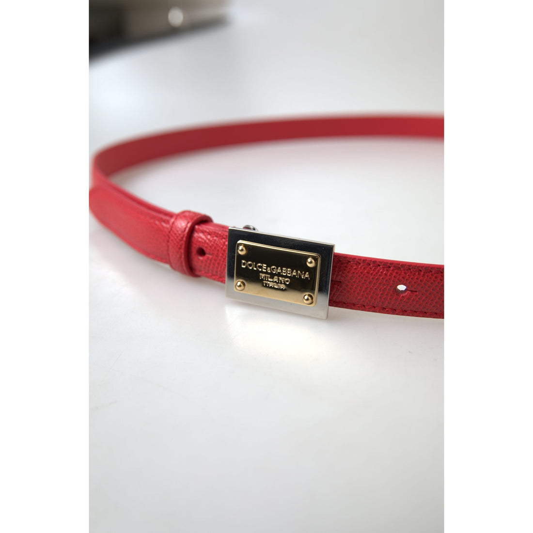 Dolce & Gabbana Elegant Red Leather Designer Belt