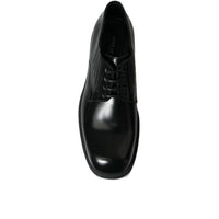 Dolce & Gabbana Black White Leather Lace Up Derby Dress Shoes