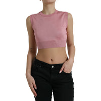 Dolce & Gabbana Pink Crew Neck Cropped Sleeveless Tank Top