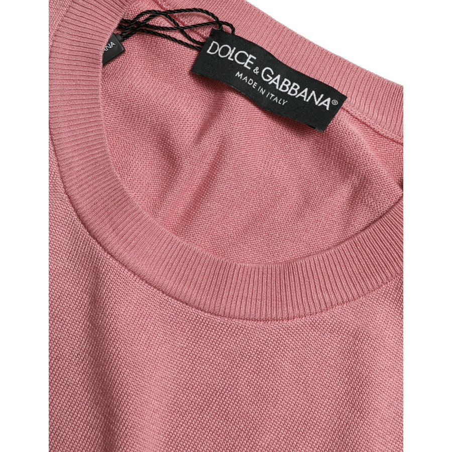 Dolce & Gabbana Pink Crew Neck Cropped Sleeveless Tank Top