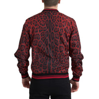 Dolce & Gabbana Red Leopard Print Bomber Jacket