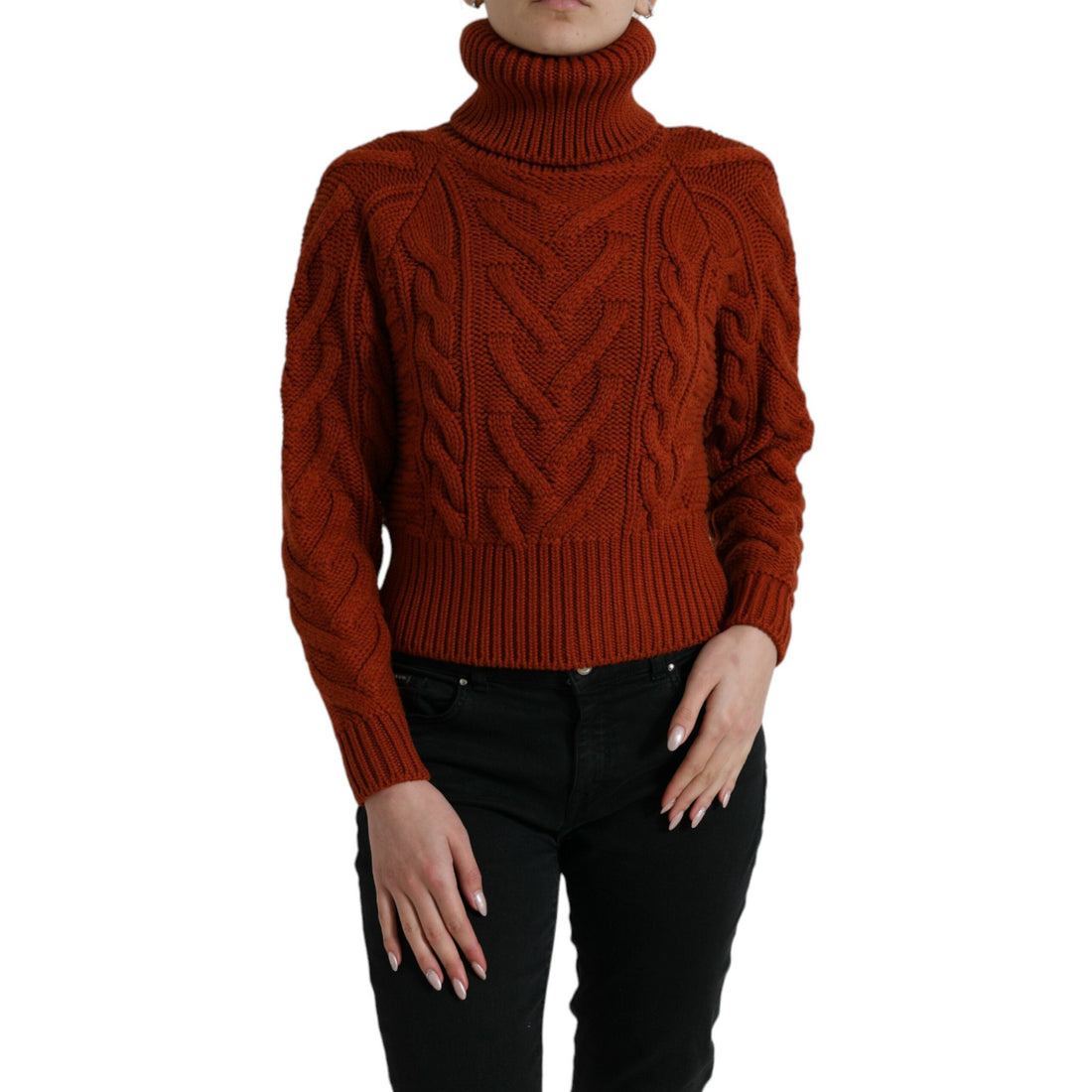 Dolce & Gabbana Brown Wool Knit Turtleneck Pullover Sweater