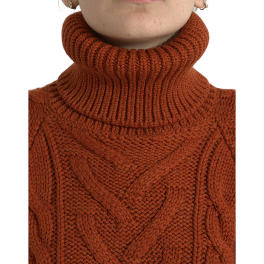 Dolce & Gabbana Brown Wool Knit Turtleneck Pullover Sweater