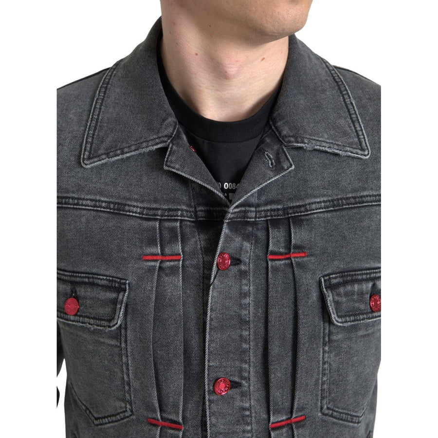 Dolce & Gabbana Elegant Gray Stretch Denim Jacket