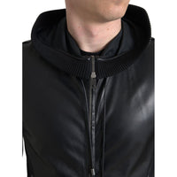 Dolce & Gabbana Elegant Black Leather Bomber Jacket