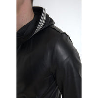 Dolce & Gabbana Elegant Black Leather Bomber Jacket