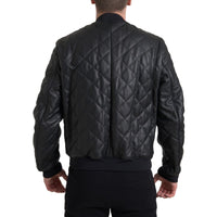 Dolce & Gabbana Elegant Black Leather Bomber Jacket