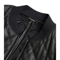 Dolce & Gabbana Elegant Black Leather Bomber Jacket