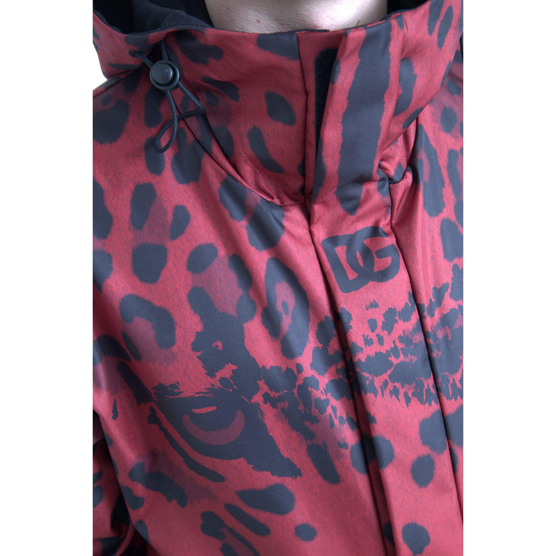 Dolce & Gabbana Red Leopard Hooded Rain Coat Jacket