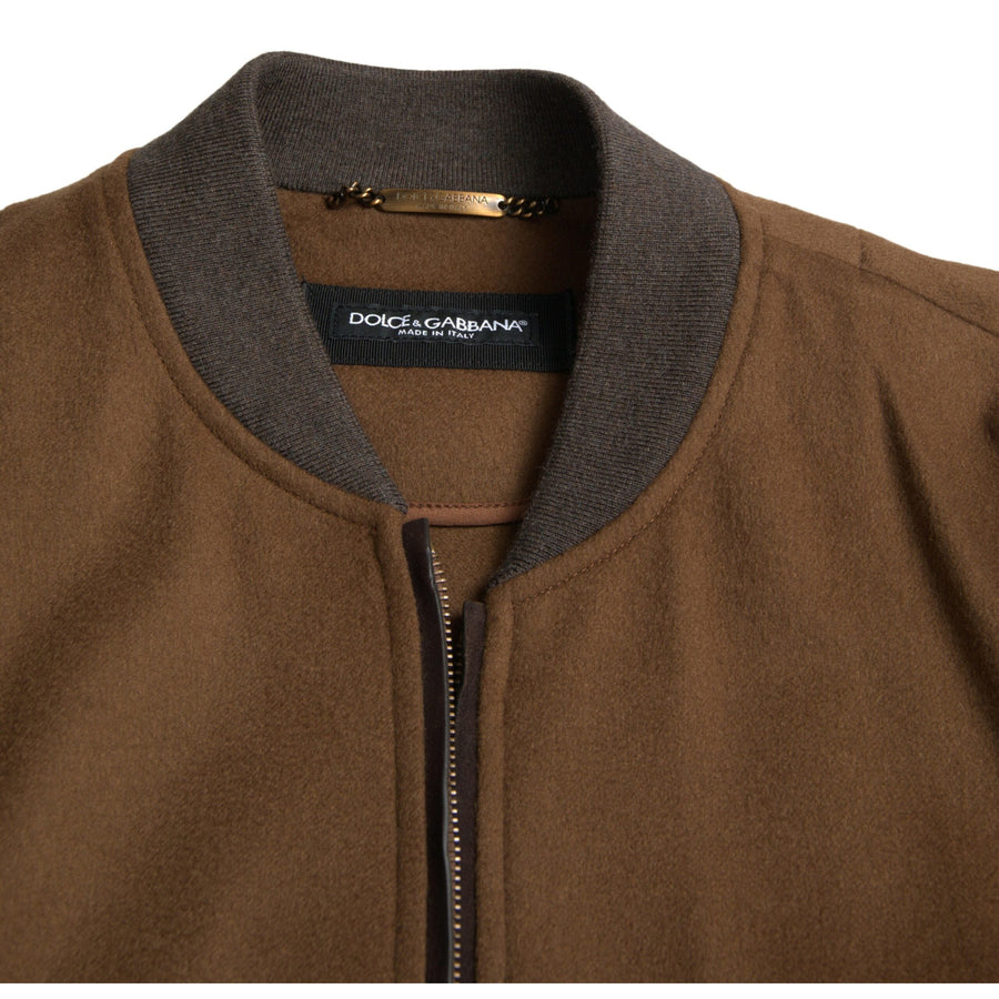 Dolce & Gabbana Elegant Brown Cashmere Bomber Jacket