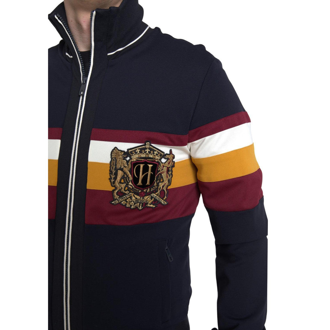 Dolce & Gabbana Elegant Blue Striped Zip Cardigan Sweater