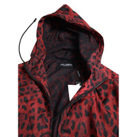 Dolce & Gabbana Red Leopard Hooded Bomber Jacket