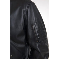 Dolce & Gabbana Elegant Black Leather Bomber Jacket