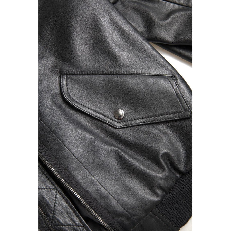 Dolce & Gabbana Elegant Black Leather Bomber Jacket