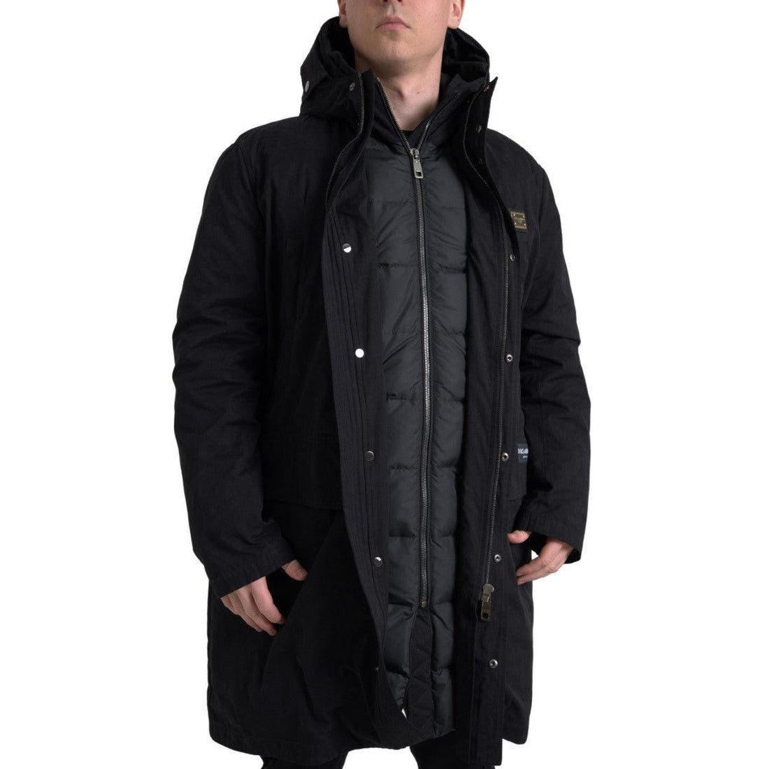 Dolce & Gabbana Elegant Black Hooded Trench Coat