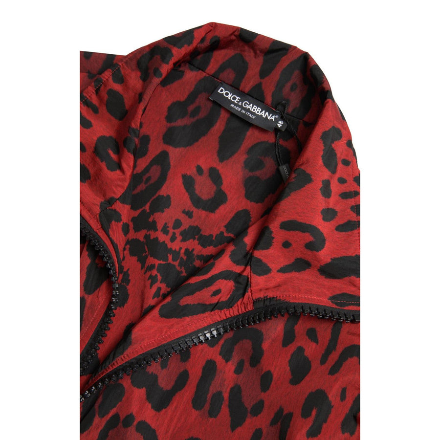 Dolce & Gabbana Red Leopard Zip Sweater Jacket