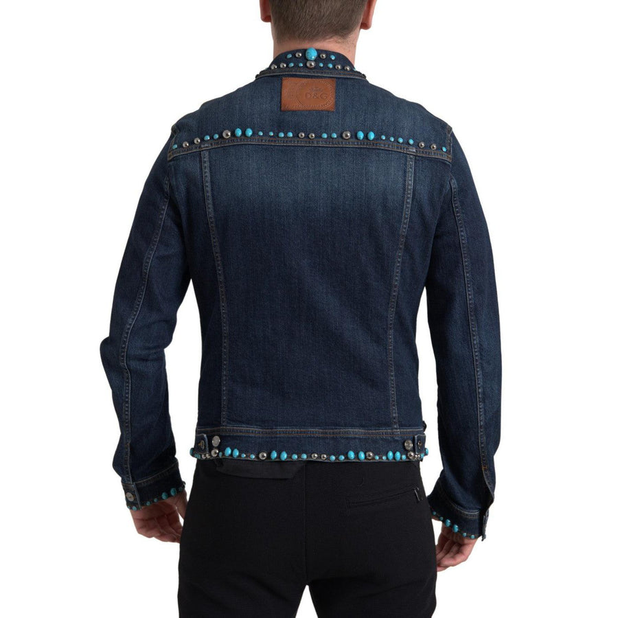 Dolce & Gabbana Embellished Turquoise Denim Jacket