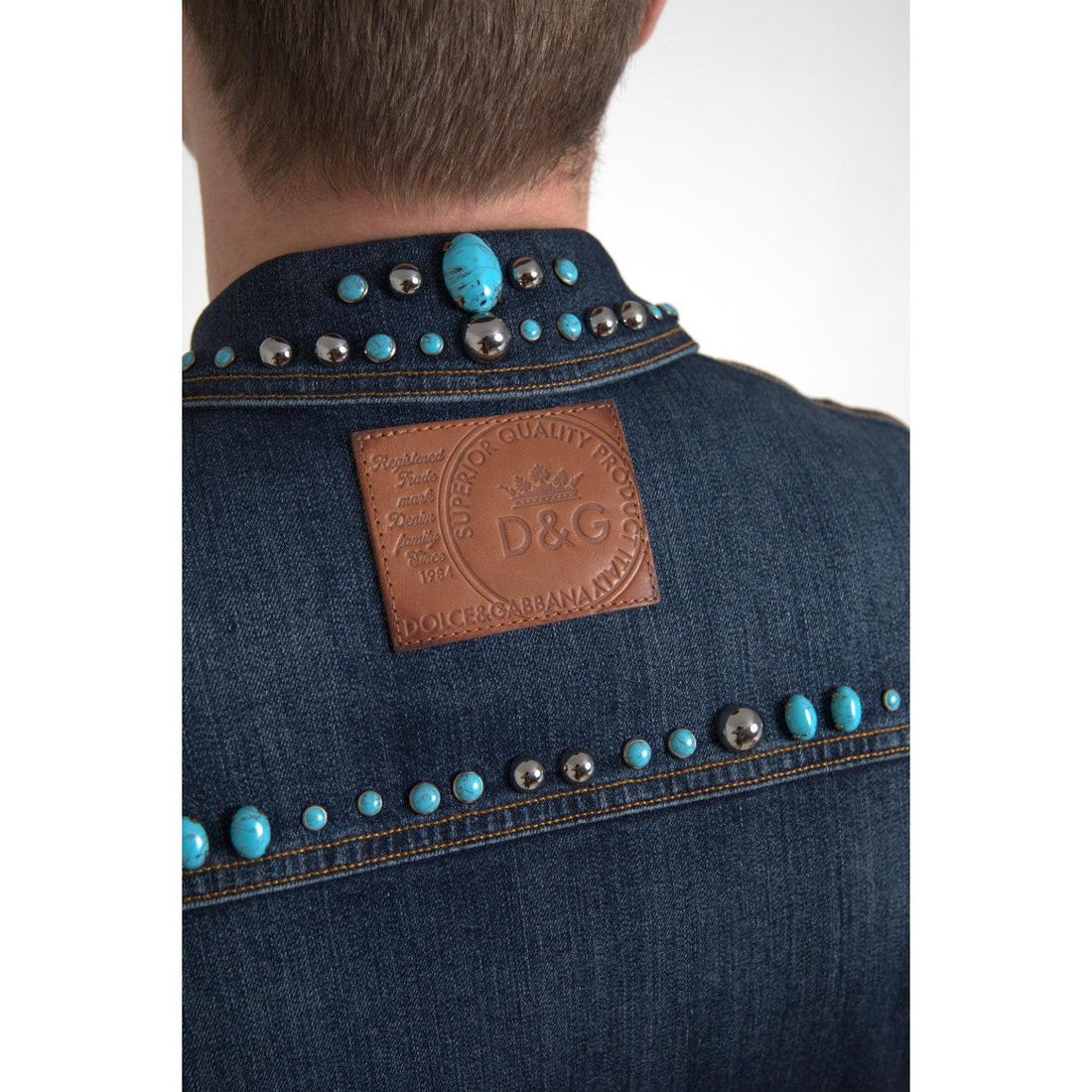 Dolce & Gabbana Embellished Turquoise Denim Jacket