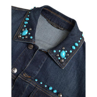 Dolce & Gabbana Embellished Turquoise Denim Jacket