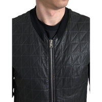 Dolce & Gabbana Elegant Black Leather Bomber Jacket