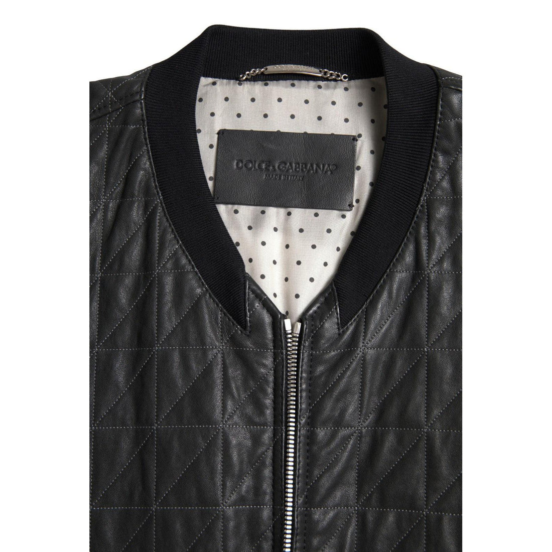 Dolce & Gabbana Elegant Black Leather Bomber Jacket